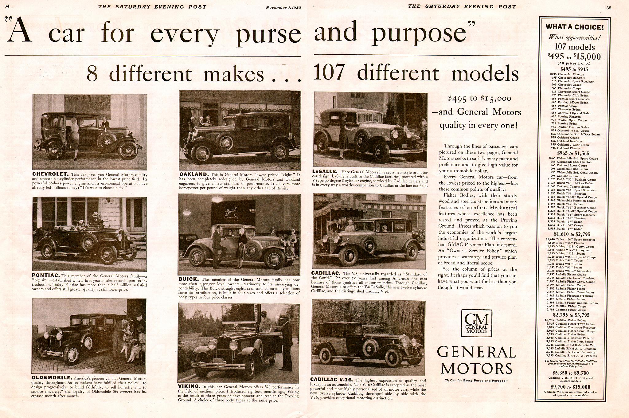 1930 General Motors Auto Advertising